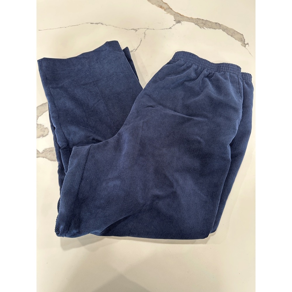 Alfred Dunner Navy Corduroy Pants Classic Fit Elastic Waist Size 18 Short